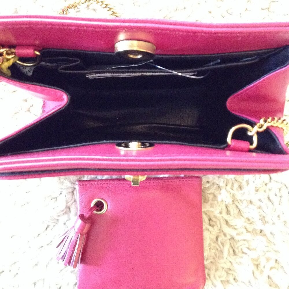 VTG Woodward & Lothrop Magenta Leather purse/Compact; Quality Classically Chic - Picture 6 of 7